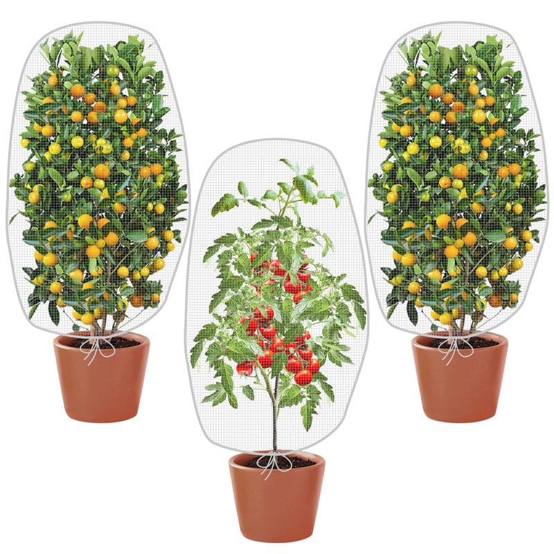 Alpurple 3 PCS Insect Bird Barrier Netting Mesh with Drawstring- 3.2 x 2.6 Feet Fruit Tree Net-Garden Netting Plant Cover for Protect Plant Fruits Flower from Insect Bird Eating - Image 1